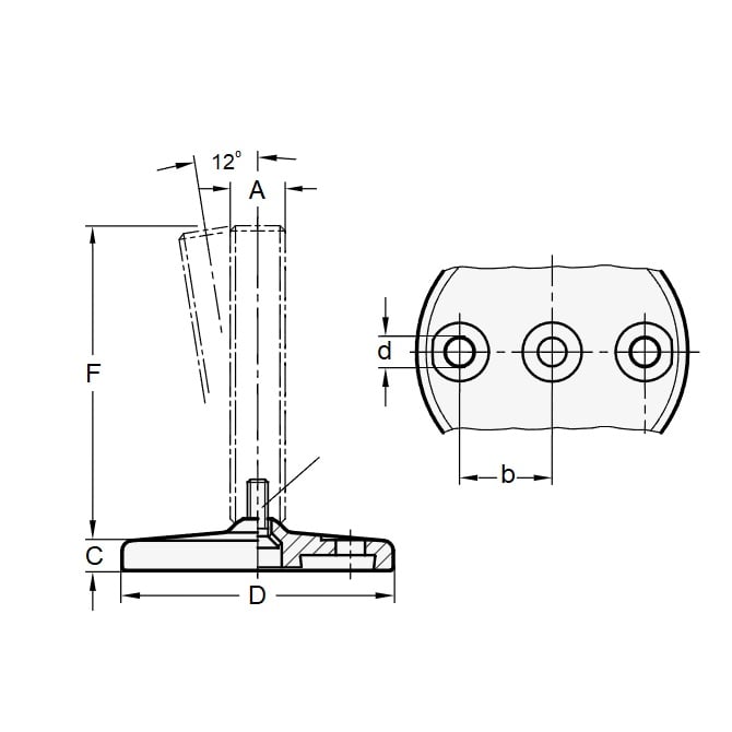 1104914 | MLM-6030-102B-127C-S4-H-110 --- Mounts - 1/2-13 UNC (12.7 mm) x 110 mm x 11.9 mm