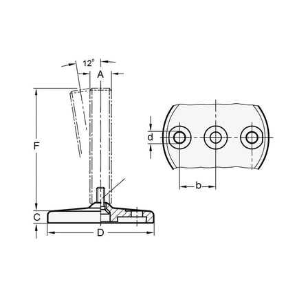 1104914 | MLM-6030-102B-127C-S4-H-110 --- Mounts - 1/2-13 UNC (12.7 mm) x 110 mm x 11.9 mm