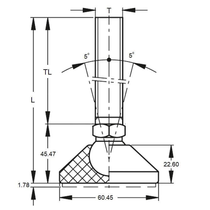 Support de Nivellement 1180 Kg - 3/4-10 UNC - 101,6 x 226,6 mm - Goujon Nylon et Inox - Nivellement - Loc-A-Lign - Avec Trous Lag - MBA (Pack de 1)