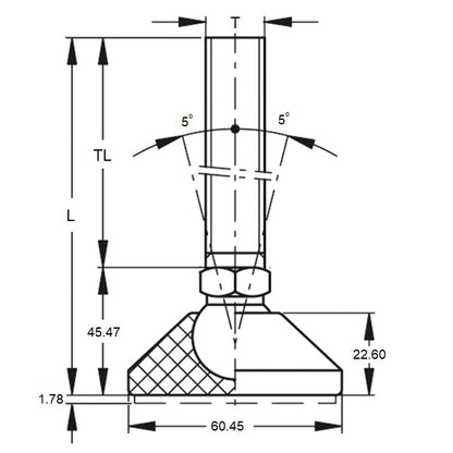 1112319 | MLM-159C-150-S3NY-LA0LH-101 (Each) --- Levelling Studded Mounts - 5/8-11 UNC - 15.88mm - 101.6x18.5 mm Light Duty - Stainless Steel Mount