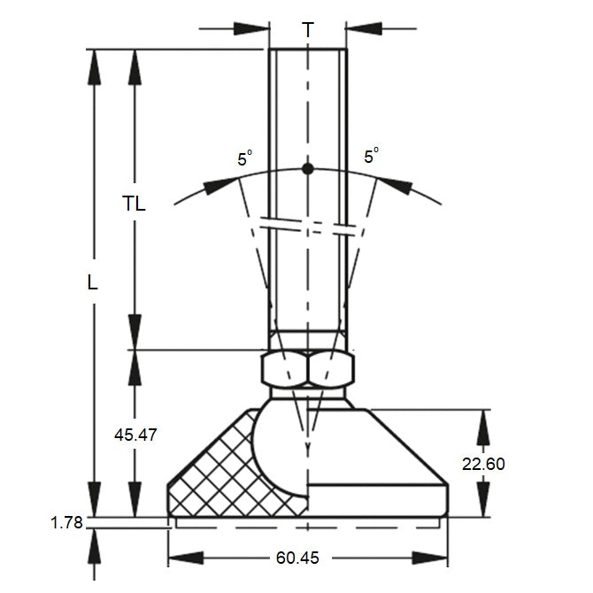 1112158 | MLM-159C-150-S3NY-LA0LH-058 (Each) --- Levelling Studded Mounts - 5/8-11 UNC - 15.88mm - 58.4x22.6 mm Light Duty - Stainless Steel Mount