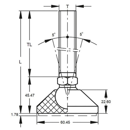 Support de Nivellement 1180 Kg - 5/8-11 UNC - 101,6 x 150,4 mm - Goujon Nylon et Inox - Nivellement - Loc-A-Lign - Avec Trous Lag - MBA (Pack de 1)