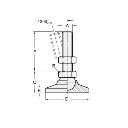 1093755 | MLM-100M-051-CGC --- Levelling Studded Mounts - M10 (10x1.5mm) x 32 mm x 22 mm