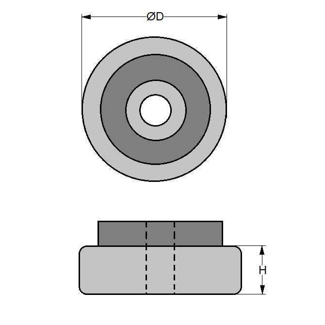 1153308 | MLP-0040-CR (Each) --- Levelling Cover Pads Mounts - 39.9 mm - 3.05 - - - Neoprene Rubber Mount