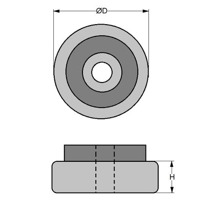 1153308 | MLP-0040-CR (Each) --- Levelling Cover Pads Mounts - 39.9 mm - 3.05 - - - Neoprene Rubber Mount