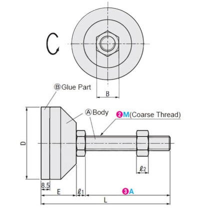 1094469 | MLM-100M-080-S4PP-ECO (4 Pcs) --- Mount - M10x1.5 x 60 mm x 37 mm