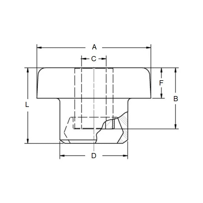 1220999 | TB-75 (Each) --- Bonded Mounts - 340 kg - 16.3x75.5 mm Tee Bush Centre Bolt - Neoprene Rubber and Steel Mount
