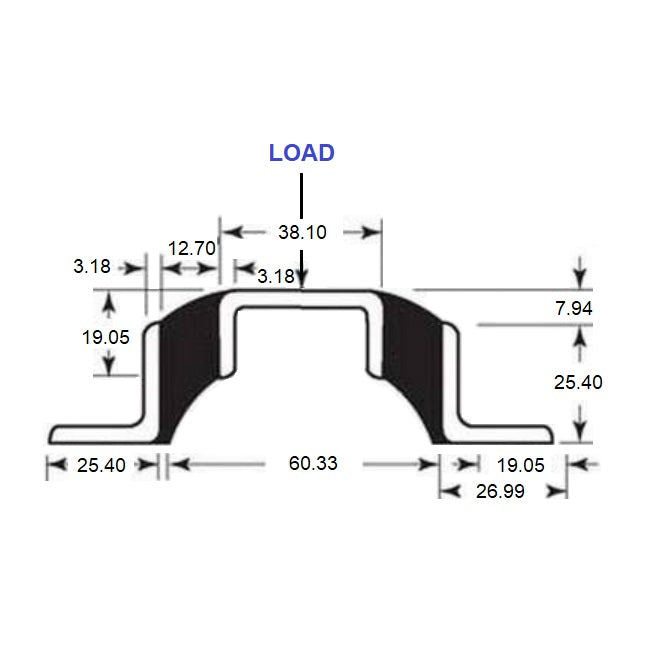 1226099 | MVIS-0680 (Each) --- Vibro Insulator Strips Mounts - 680.389 kg - 762x114.3 mm - Neoprene Rubber and Steel Mount