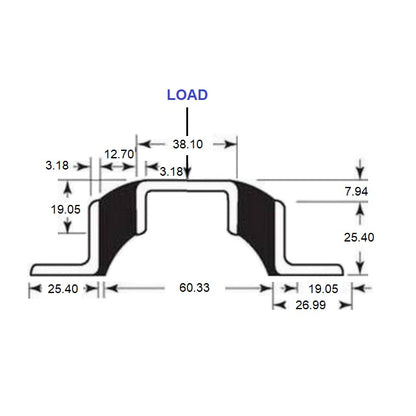 1226099 | MVIS-0680 (Each) --- Vibro Insulator Strips Mounts - 680.389 kg - 762x114.3 mm - Neoprene Rubber and Steel Mount