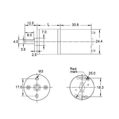 1206587 | GM-25A370-034 (Each) --- DC Gearmotors - 165 RPM - 2880 g.cm - 21 mm Size 25 Economy