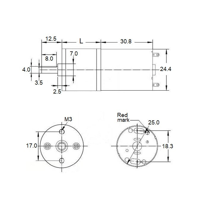 1225575 | GM-25A370-010 (Each) --- DC Gearmotors - 580 RPM - 792 g.cm - 17 mm Size 25 Economy