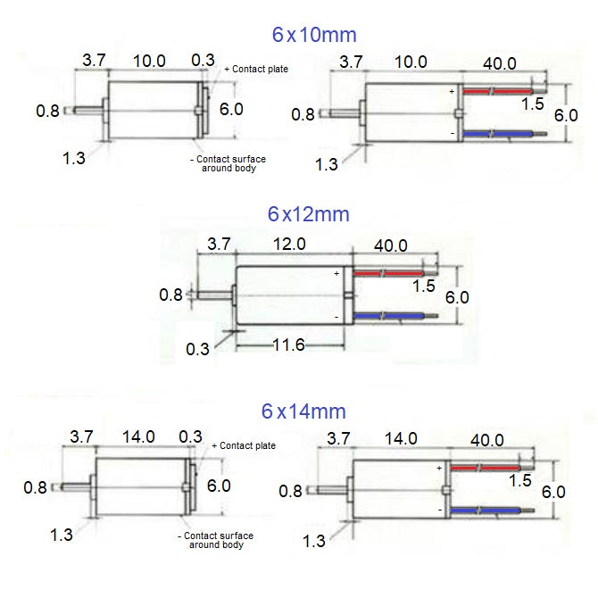 1065147 | D6-1.0 (PK-2) --- DC Motors - 6x10 mm - Less than 0.8 6mm Diameter