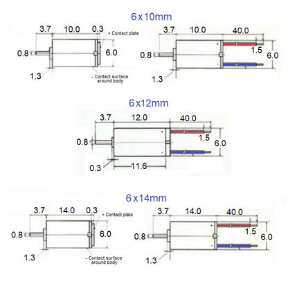 1065147 | D6-1.0 (PK-2) --- DC Motors - 6x10 mm - Less than 0.8 6mm Diameter