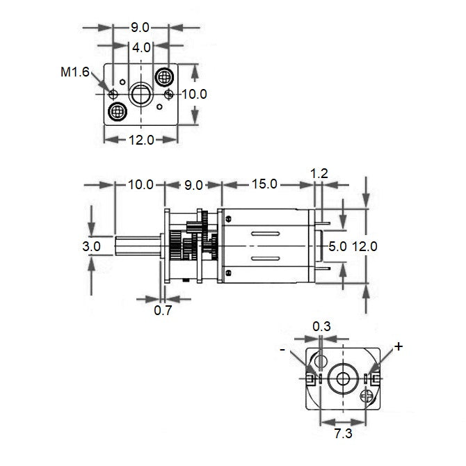 1106519 | 12LM-1-250 (10 Pcs) --- Gearmotors - 14 RPM x 1.5 V x 0.05 A