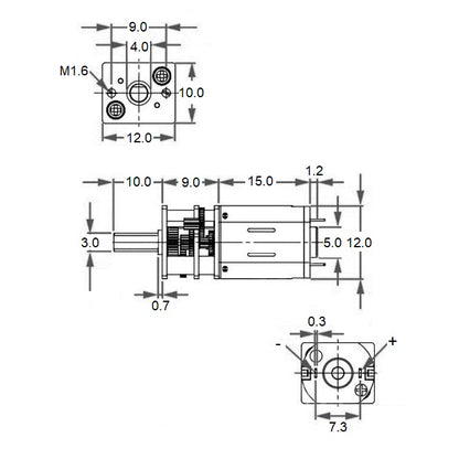1095800 | 12LM-1-300 (PK-10) --- Open Gear Gearmotors - 11.67 RPM - 1.5 V - 0.05 A - Steel Gearmotor