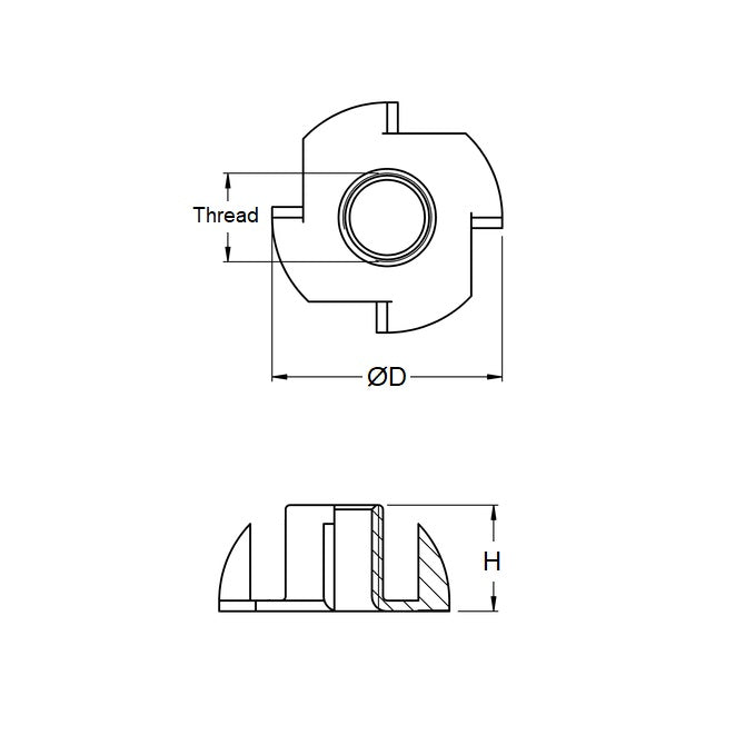 1055277 | NT040M-BL-CZ (2 Pcs) --- Blind Nuts - M4 (4x0.7mm) x 18.3 mm x 7 mm