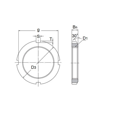 Dado di bloccaggio M10 mm - Acciaio per cuscinetti - Serie AN-KM - MBA (confezione da 3)