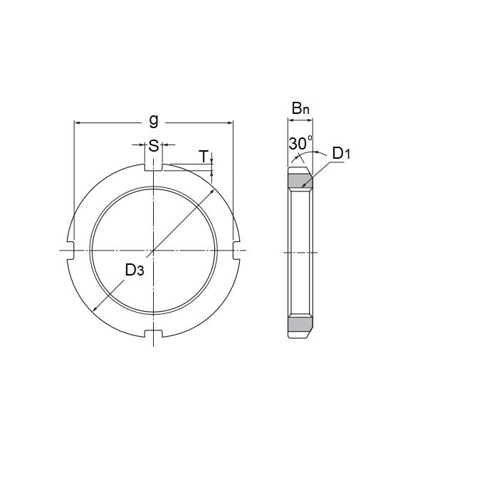 1165857 | KM11 (PK-20) --- Bearing Locknuts Nuts - M55 - 55x5mm - 75x11 mm Right Hand Thread - Steel Nut