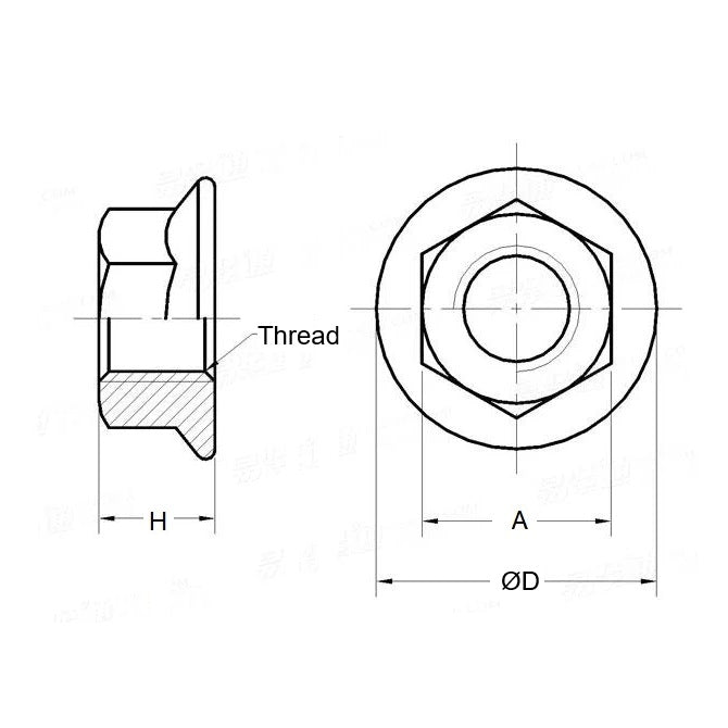 1066285 | NT050M-F-ZP (Each) --- Flanged Nuts - M5 - 5x0.8mm - Zinc Plated Steel - - Nut