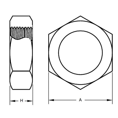 1060731 | NT048F-HX-NY (30 Pcs) --- Hexagonal Nuts - 10-32 UNF (4.76mm) x 3.57 mm x 9.53 mm