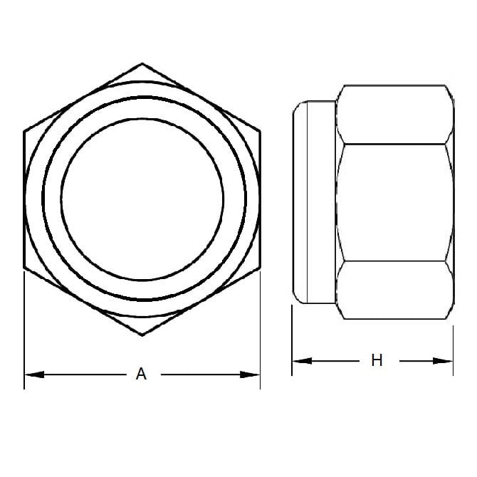 Dado esagonale 7/8-9 UNC - Inserto standard acciaio inossidabile 304 - MBA (confezione da 25)