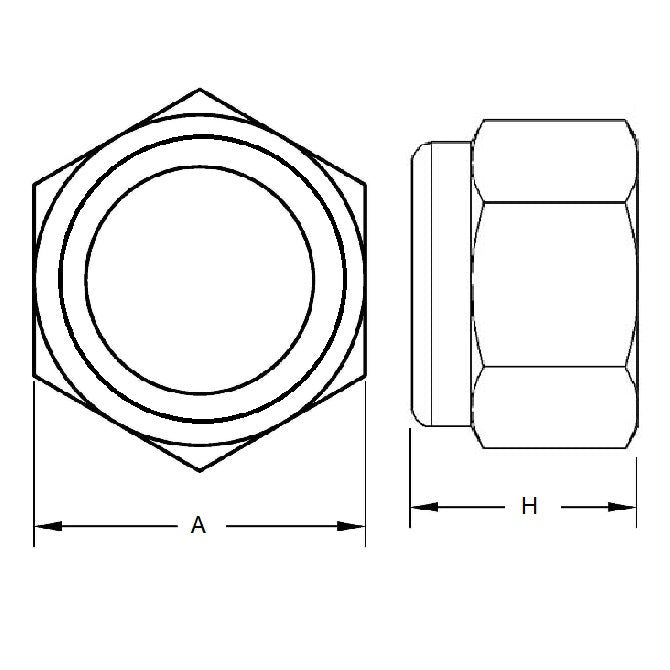 1095458 | NT111F-NI-S6 (PK-100) --- Hexagonal Nuts - 7/16-20 UNF - 11.11mm - - - - Nylon Insert - Stainless Steel 316 Similar to A4, 18-10 Nut
