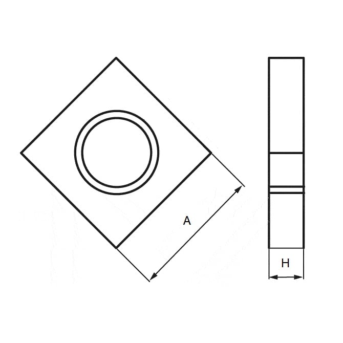 1056777 | NT042C-SQ-CZ (100 Pcs) --- Square Machine Screw Nuts - 8-32 UNC (4.17mm) x 12.294 mm x 3.3 mm