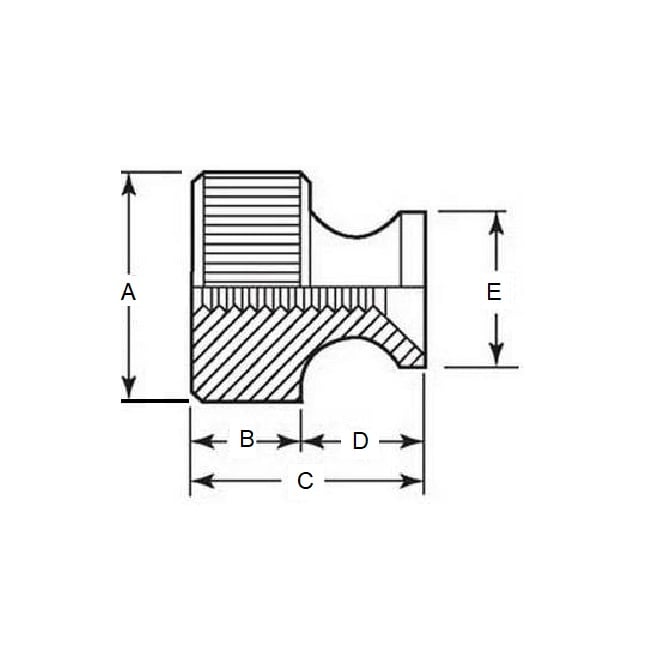 1058988 | NT048C-THC-BR (5 Pcs) --- Thumb Nuts - 10-24 UNC (4.76mm) x 8.7 mm x 3.97 mm