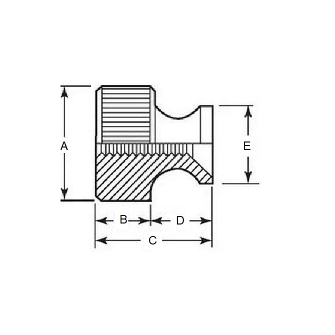 Écrou à pouce 8-32 UNC x 7,1 mm - Laiton à collier - MBA (Paquet de 5)