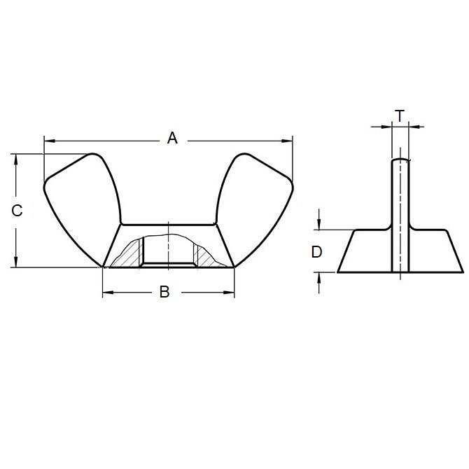 1071276 | NT064W-WG-CZ (20 Pcs) --- Wing Nuts - 1/4-20 BSW (6.35mm) Steel - Zinc Plated 1.270 mm / 20 TPI