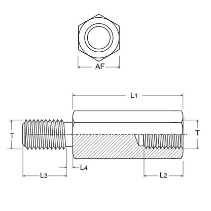 1045029 | SHX-TP-0285C-06-017-A --- Pillars - 4-40 UNC (2.845mm) x 4.76 mm x 12.7 mm