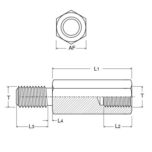 1067780 | SHX-TP-0600-10-050-MZ --- Pillars - M6x1 (6mm Standard) x 10 mm x 40 mm