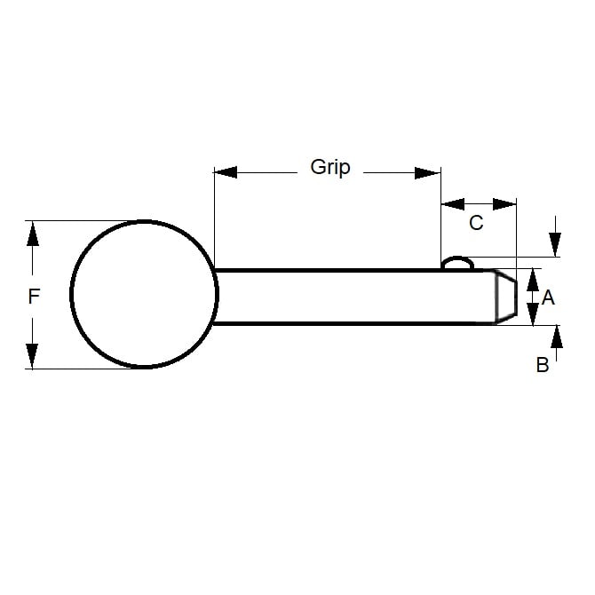 Perno di bloccaggio a sfera 6,35 x 76,20 mm Acciaio al carbonio zincato - Maniglia a sfera - MBA (confezione da 1)