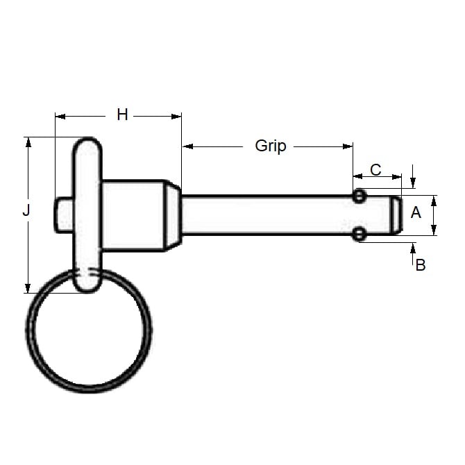 Goupille de verrouillage à bille 6,35 x 12,70 mm en acier inoxydable 304 avec poignée en aluminium – poignée bouton – MBA (lot de 1)