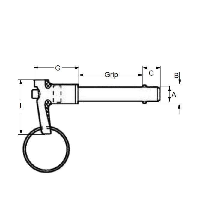 1073266 | BLP-064-0762-LI-S17 (Each) --- Ball Lock Pins - 6.35x76.2 mm - 17-4 PH Stainless L-Handle Industrial Stainless Steel Pin