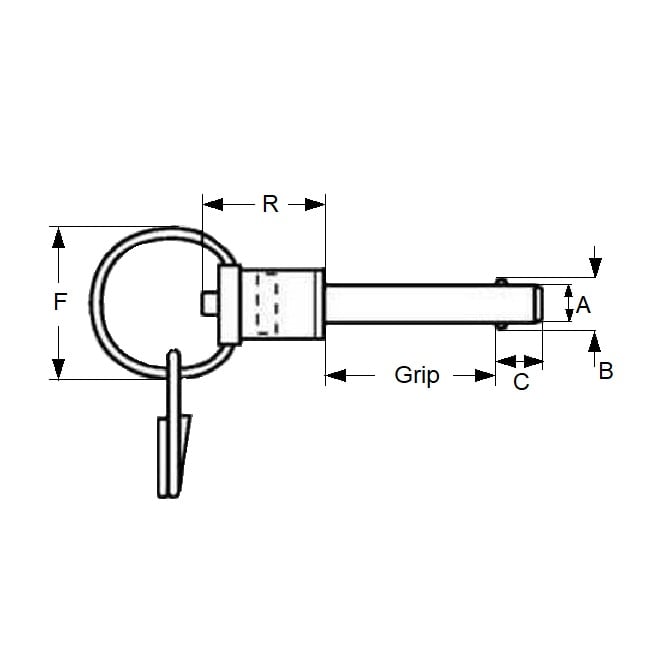 Goupille de verrouillage à bille 12,7 x 38,1 mm en acier inoxydable 17-4PH - Poignée annulaire industrielle - MBA (Pack de 1)