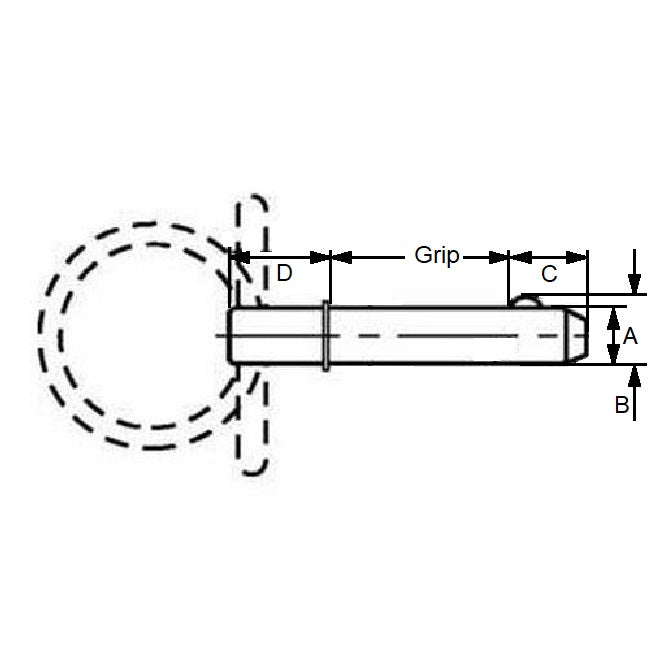 Goupille de verrouillage à bille 12,70 x 50,80 mm en acier au carbone - Type d'épaule à poignée en anneau - MBA (Pack de 1)