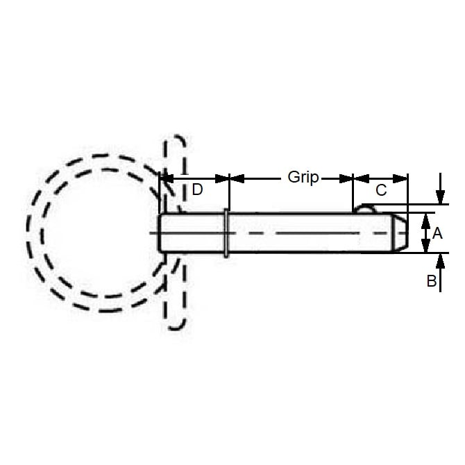 Goupille de verrouillage à bille 7,94 x 38,1 mm en acier au carbone – Type d'épaule à poignée en anneau – MBA (lot de 1)