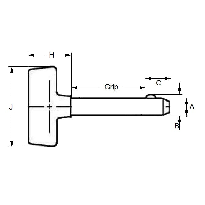 Goupille de verrouillage à bille 6,35 x 50,80 mm en acier au carbone avec poignée en plastique – poignée en T – MBA (lot de 1)