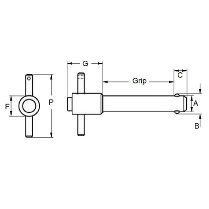 1090180 | BLP-095-0762-THD-S17 --- Ball Lock Pins - 9.53 mm x 76.2 mm 17-4 PH Stainless