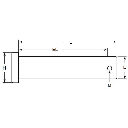 Perno con cerniera 6,35 x 16,86 x 20,24 mm - Acciaio basico a basso tenore di carbonio zincato - MBA (confezione da 5)