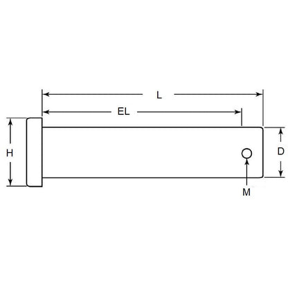 Perno con cerniera 6,35 x 28,37 x 31,75 mm - Acciaio di base a basso tenore di carbonio zincato - MBA (confezione da 50)