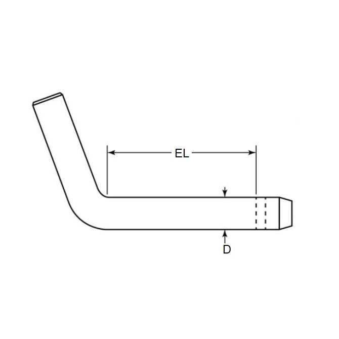 Axe de chape 12,7 x 76,2 mm - Poignée courbée de verrouillage en acier allié traité thermiquement - MBA (Pack de 1)