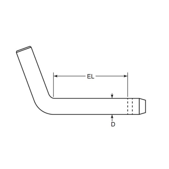 Axe de chape 19,05 x 88,90 mm - Poignée courbée de verrouillage en acier allié traité thermiquement - MBA (Pack de 12)