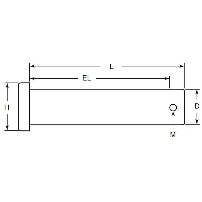 1103383 | CLP-127-0703-S4 (Each) --- Clevis Pins - 12.7x70.25x76.2 mm Pin Locking - Stainless Steel 300 Series