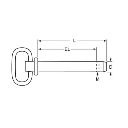 Axe de chape 15,88 x 152,4 mm - Poignée droite verrouillable en acier allié traité thermiquement - MBA (Pack de 1)