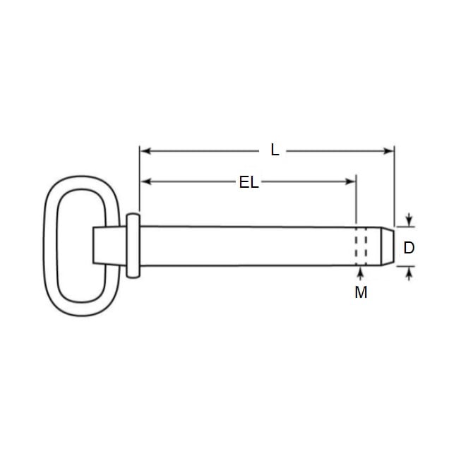 Perno con cerniera 19,05 x 107,95 mm - Maniglia dritta con bloccaggio in acciaio legato trattato termicamente - MBA (confezione da 1)