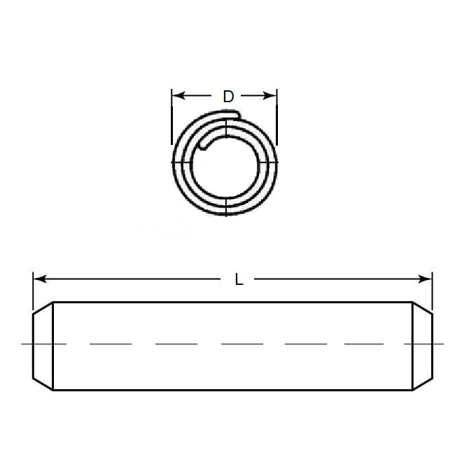 1122288 | PSP-191-102H-C --- Coiled Pins - 19.05 mm x 101.6 mm 19.05 - 19.30