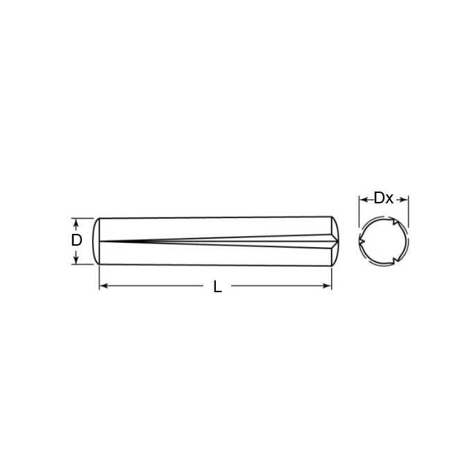 Goupille à rainure 12,7 x 76,2 mm - Acier à faible teneur en carbone conique sur toute la longueur - ASME B18.8.2 /DIN 1471 / ISO 8748 - MBA (Pack de 1)