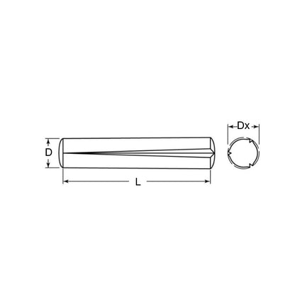 Goupille à rainure 12,7 x 76,2 mm - Acier à faible teneur en carbone conique sur toute la longueur - ASME B18.8.2 /DIN 1471 / ISO 8748 - MBA (Pack de 1)